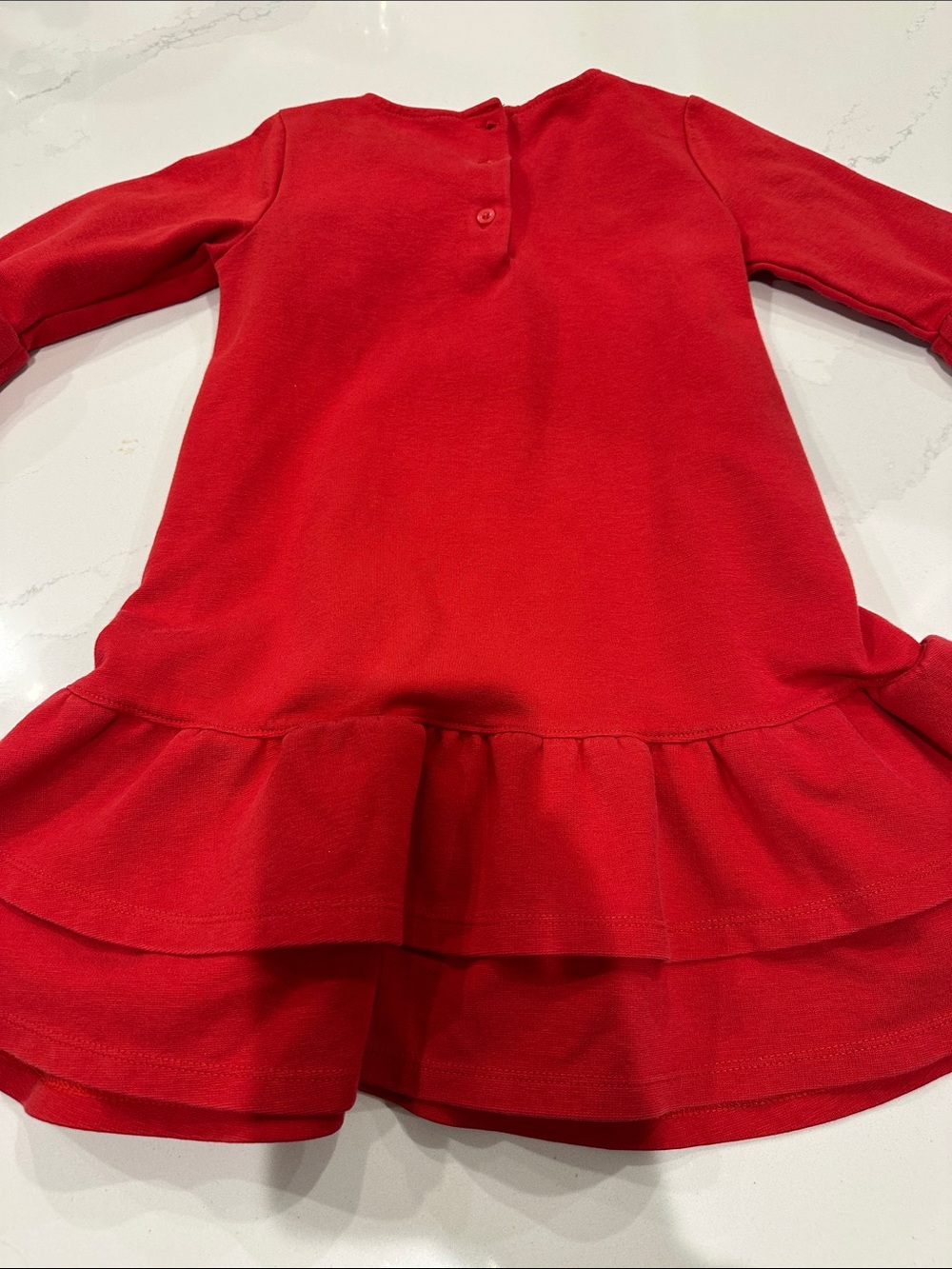 Janie and Jack Red tiered 3/4 sleeve bell ruffle sleeve dress size 5 - Picture 5 of 6